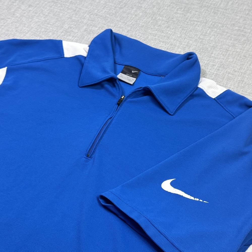 Nike Court Tennis 1/4 Zip Dri-FIT Polo Shirt Mens XL Blue Short Sleeve Polyester